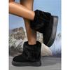 Women's Thick-Soled Snow Boots 2025 Winter New Style Fashionable Fleece-Lined Warm Mid-Calf Boots Turned-Up Legs with Fur Trim