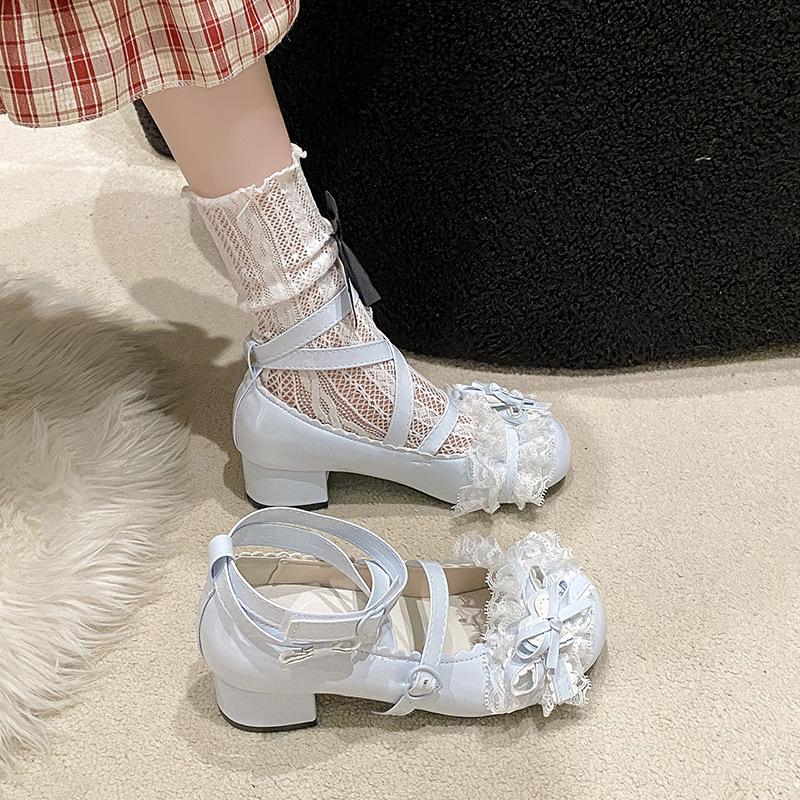 Spring New Round Head Thick Sole Mary Jane Small Leather Shoes Lolita Bow Design Sense Single Shoes