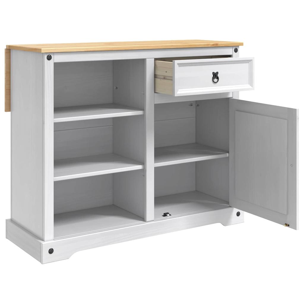 Kitchen Trolley 2 pcs White and Honey Wax Finish 112 x 70 x 91.5 cm
