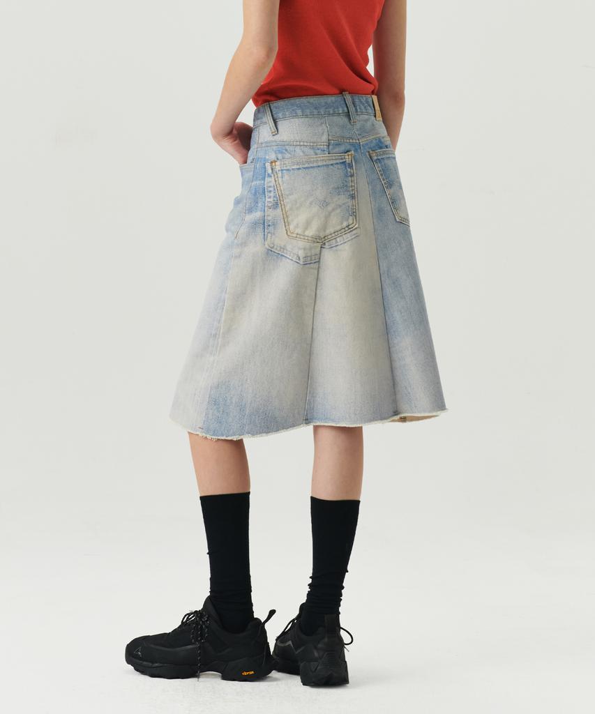Leuba Digital-Print Pannel Skirt - Digital Denim