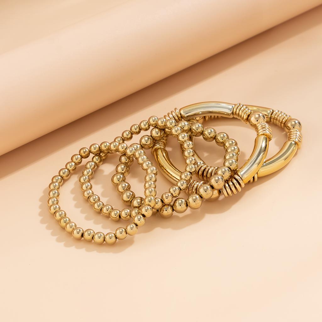 Exaggerated Punk Big Ball Chain Bracelets Women Vintage Chunky Round Beads Elastic Bangle Grunge Couple Jewelry Steampunk Men