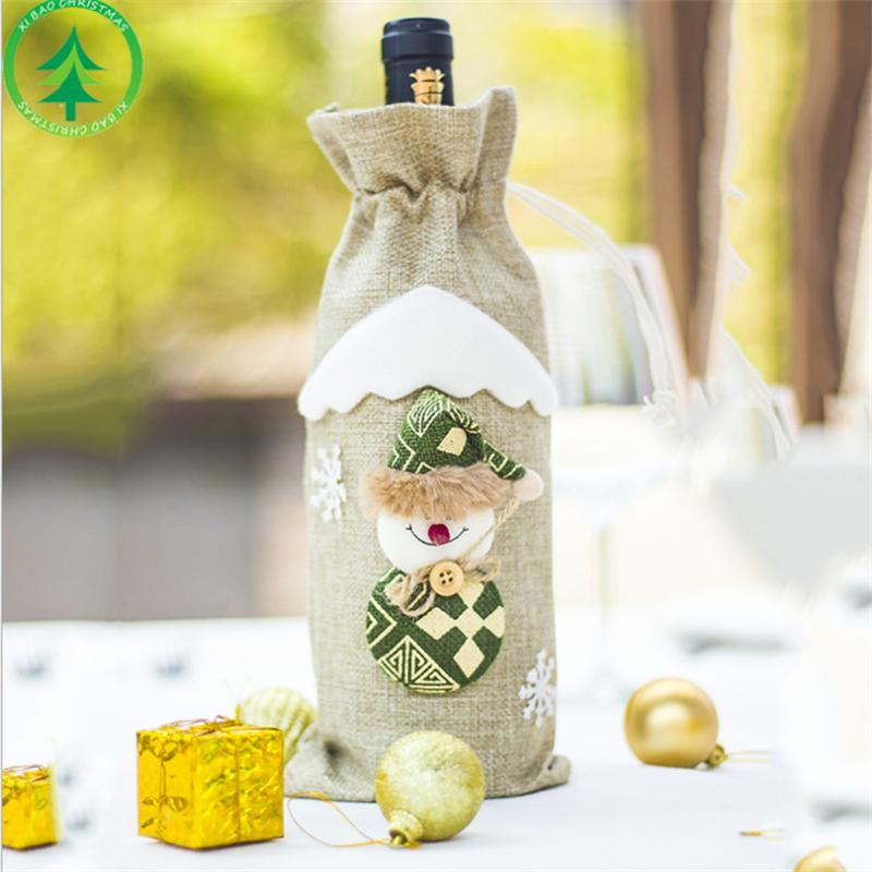 

1 шт. Модный рождественский тканевый рождественский винный футляр для рождественского подарка Brincos 01