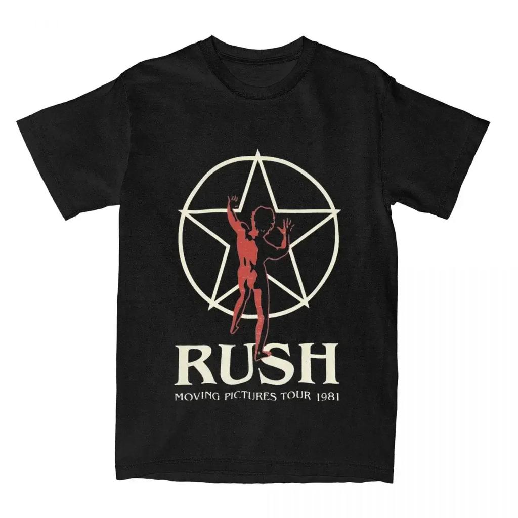 Band T-shirt Rush Rock Moving Pictures 1981 Tour T-Shirt Adult Y2K Pure  T-Shirts Summer O-Neck Fashion Tee Shirt#Color