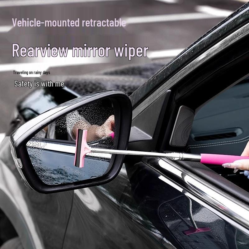Telescopic Car Rearview Mirror Rainproof Scraper and Defogger Wiper