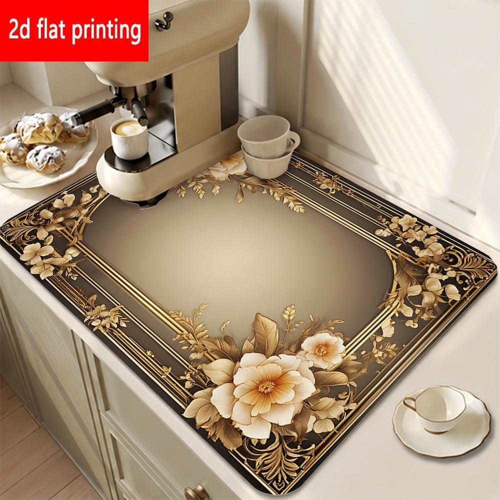 1Pcs Rubber Drying Mat With D Flat For Coffee Shop Restaurant Kitchen Carpet Tableware Durable Diatom Mud Table Mat Pet Mat