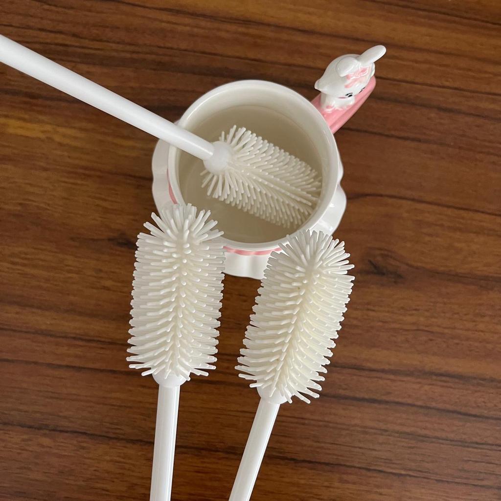 Silicone Cup Brush with Long Handle 360-Degree Rotating Cleaning Brush for Bottles Cups Reusable Multi-Purpose Kitchen Cleaning Tool