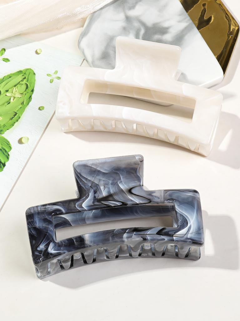 6 Pcs Marbled Hair Claw Clips for Women Grils,3.4 In Hair Clip for Thick Hair,Rectangle Styling Accessories