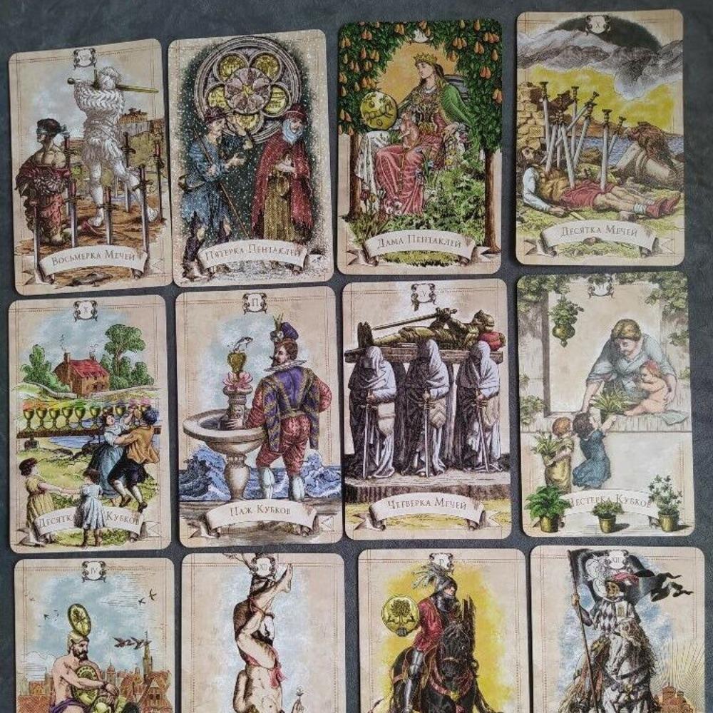 Tarotdeck im alten Stil Doppelseitig Geprägt 12*7cm 79 Karten Vintage-Illustrationen Heben Klare Symbolik Hervor Verpackt in Stabiler Schachtel