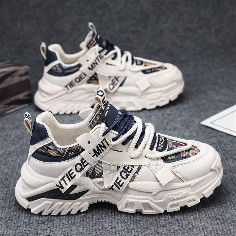 

2025 Men High Top Sneakers Platform Lace-up Vulcanized Shoes Trend Men Versatile Comfortable Air-cushion Running Shoes Masculino 39 синий