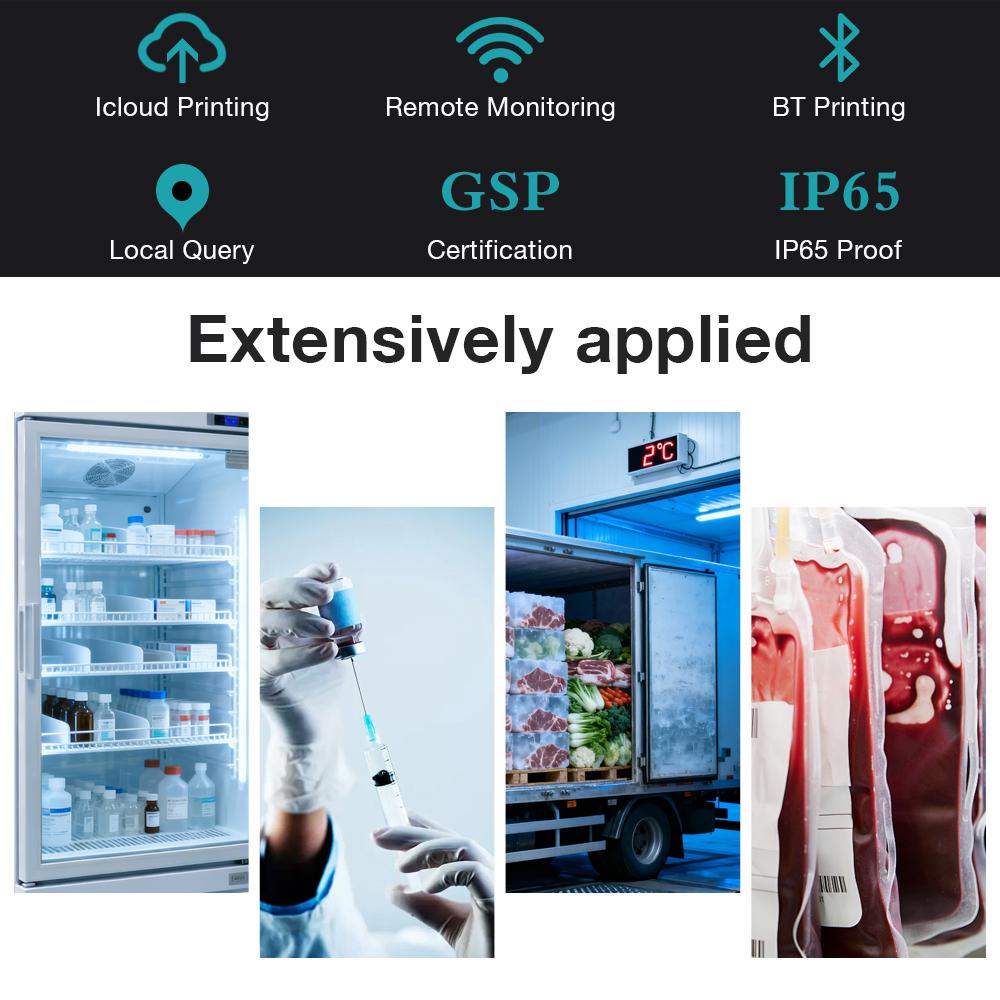 Temperature Data Logger TFT Color Screen Humidity Recorder 4G WiFi Temp Datalogger 100000 Capacity for Food Medicine Cold Chain