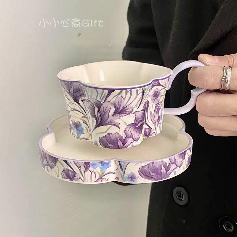 Pomarańcze limitowane retro kwiat Gesang kwiat śliwy filiżanka do kawy spodek filiżanka do latte popołudniowa herbata kubek na wodę prezent niszowy