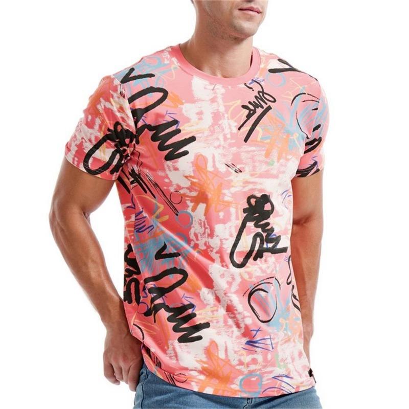 Summer Men's T-shirt Fashion Graffiti Pattern 3D Print Casual Loose Outdoor Boy Short Sleeve Tees Top Pullover Clothing