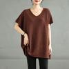 DIMANAF 2025 New Summer Plus Size Tops Tees Casual T-Shirt Women Short Sleeve Solid Loose Oversized