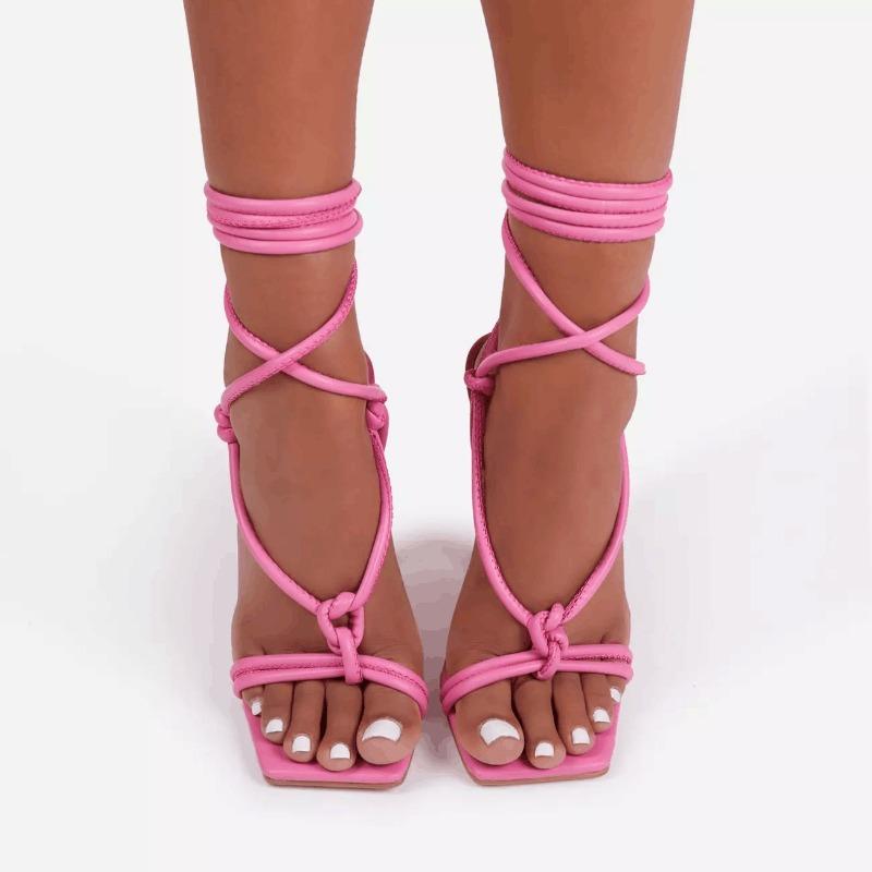 Foreign Trade Large Size French European and American Versatile Peep Toe Stiletto Sandals Women's Sandals Women's Spring and Autumn High