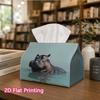 1pc, 2d Flat Printing, Tissue Box Hippopotamus Pattern In Water Printed Tissue Box, Durable Decoration Storage for Kitchen, Living Room, Bedroom, and