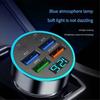 Practical Metal Plastic Car Charging Adapter with 4 USB Ports Real Time Current Voltage Screen Display for Car Use