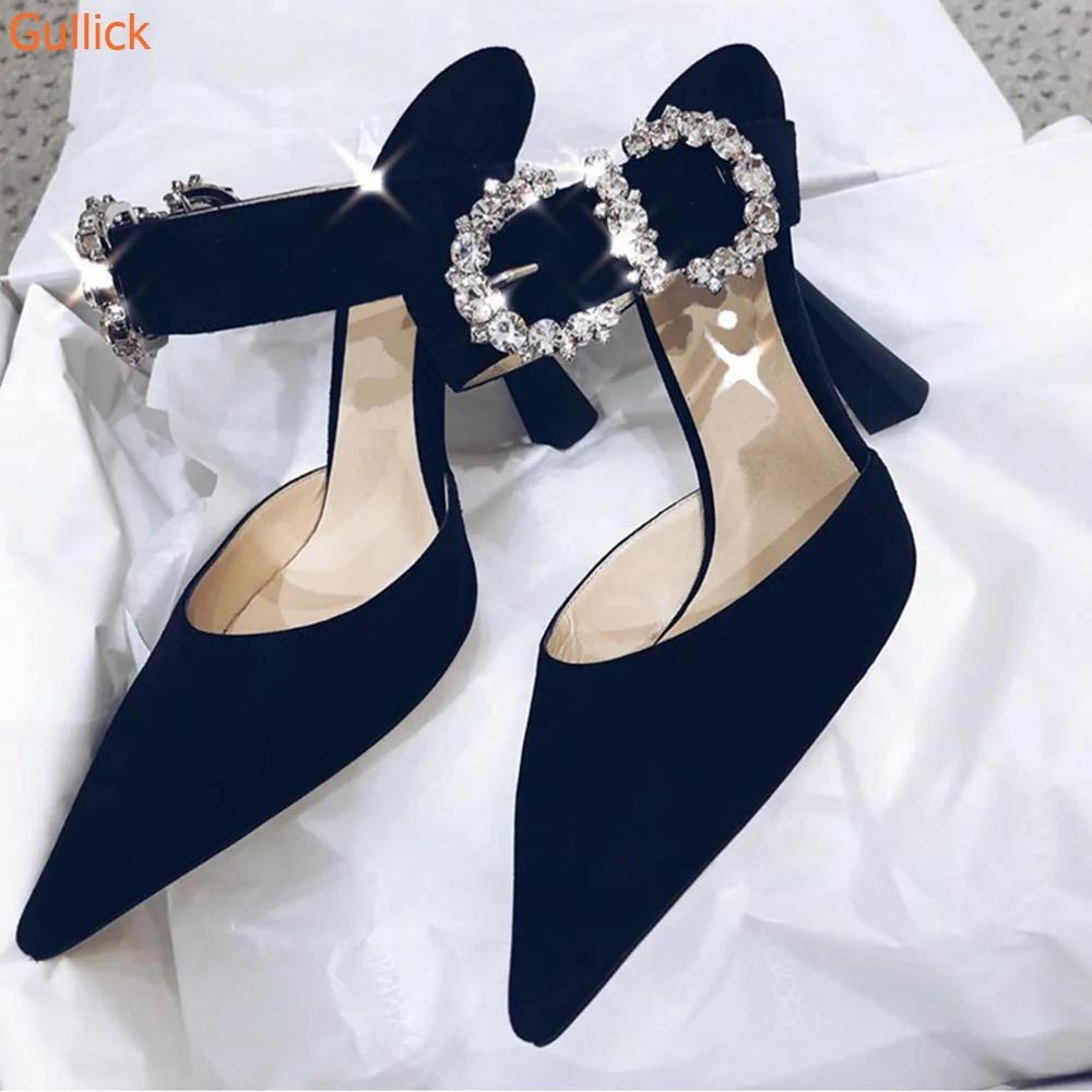 Fashion Crystal Bling Bling Sandals Pointed Toe High Heels Ankle Strap Stiletto Heel Glitter Shoes Women Career Dress Sexy Shiny Sandals