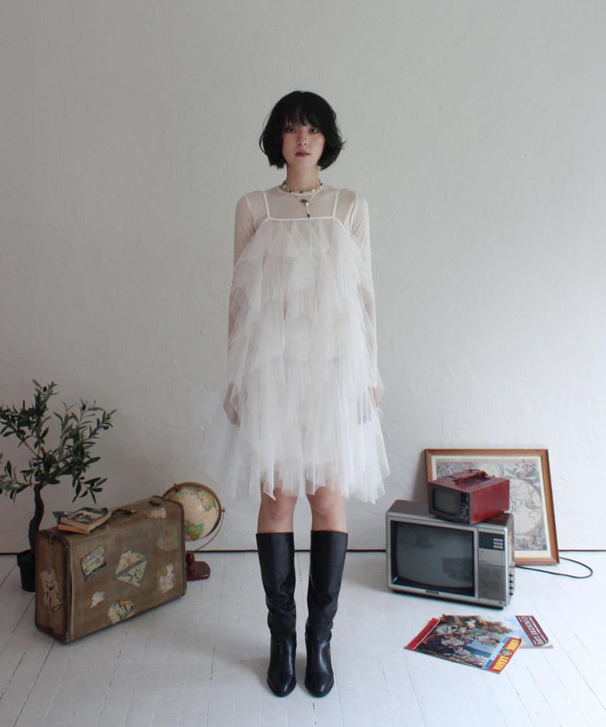 RUBATI Airy Tulle Lace Layering Dress_White