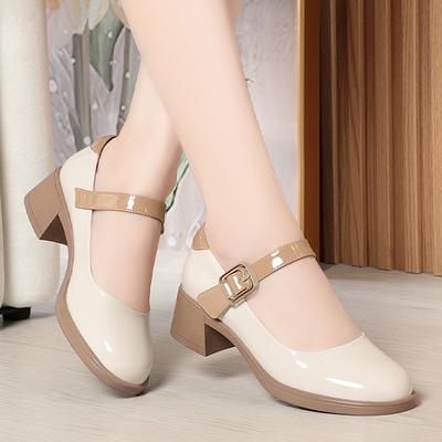Mary Janes Kadın Topuklu Ayakkabılar Günlük Yüksek Topuklu Ayakkabılar Bayan Moda Ayakkabıları Kadın Sığ Ağızlı Kalın Topuk Ofis Topuklu Ayakkabıları