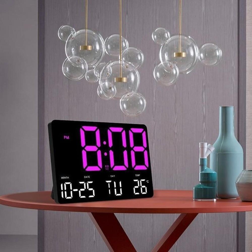 Large Screen Display LED Digital Wall Clock Temperature Display Remote Control Digital Alarm Clock 12/24H Format