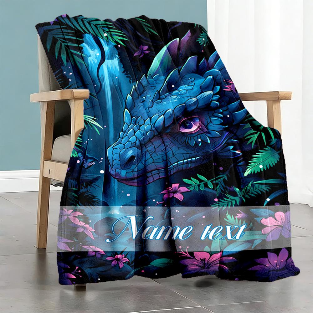 Waterfall Dragon Personalized Name Blanket Multi-purpose Personalized Blanket Soft & Cozy for Home Decor Office Chair Chair Bed