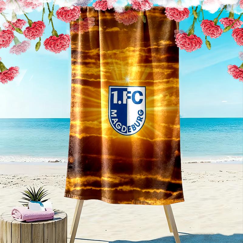1 Fc Magdeburg Print Beach Towel, Large Soft Quick Dry Towel for Beach Camping Swimming