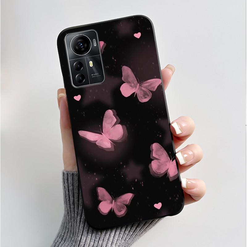 Für ZTE Blade A72S A7050 Hülle Für ZTE Blade V41 Smart Cover Luxus Mode Schmetterling Blume Silikon Weich Schwarz TPU Stoßfänger Schale