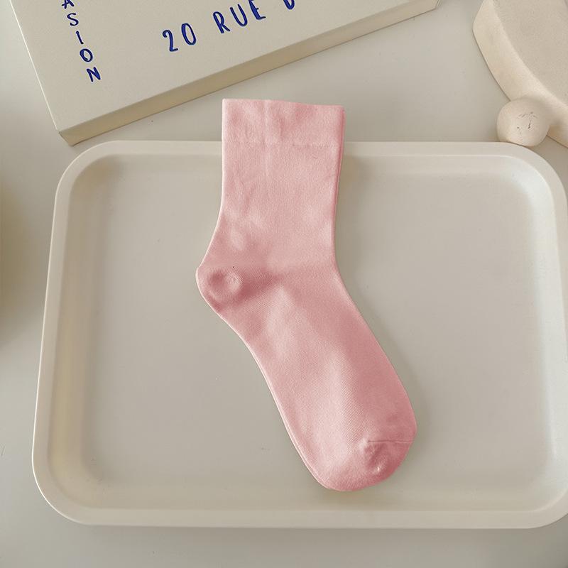Women's High-Elastic Cotton Socks - Non-Binding, Soft, Anti-Pilling, Macaron Colors, Versatile and Comfortable Fit