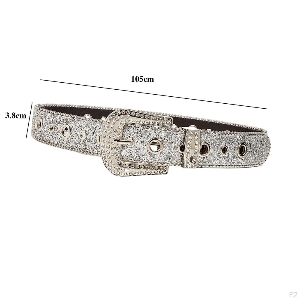 Fashion Women Belt Casual Waistbelt Sparkling Adjustable Bling Jeans Decorative Cowgirl Leather