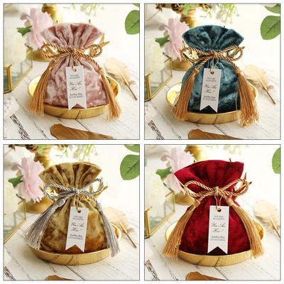 Portable Tassel Bag Wedding Party Gift Bags Velvet Candy Bag Drawstring Pocket Candy Pouches