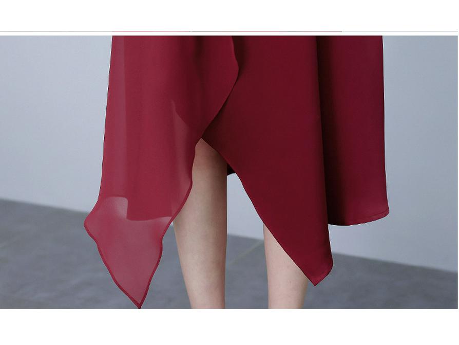 2023 Summer Chiffon Splice Slim Fit Mid-Length Dress