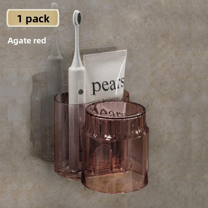 

Настенный держатель для зубных щеток без сверления с чашкой для хранения в ванной комнате красный