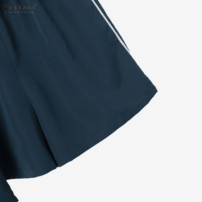 ZANZEA Women Short Sleeve Blouse and Shorts Summer Two Piece Suit Sets