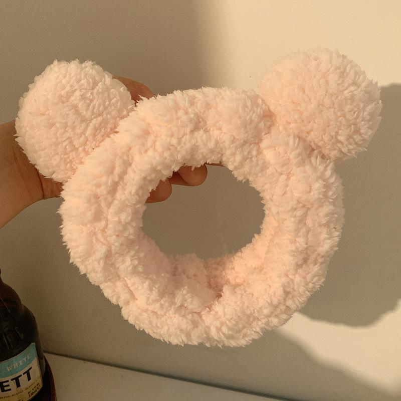 Velvet Animal Bear Ears Wash Face Makeup Headwear Furry Headband Cute Elastic Holder Hair Strap Band Ear Turban Hair Accessories