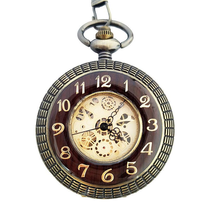 Large Flap Mechanical Pocket Watch Roman Carved Hollow Classic Mechanical Watch Pocket Watch