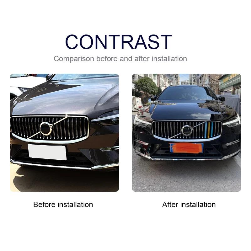 Für Volvo S60 V60 Frontgrill Netz Dekoration Streifen Netz Modifizierte Aufkleber Mittelgrill Abdeckung Zierleiste