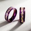 Purple Titanium Steel Dragon and Phoenix Couple Rings