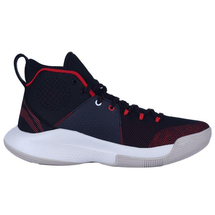 Li Ning Sonic 8 PE Edición Jugador Absorción de Impactos Antideslizante Duradero Zapatillas de Baloncesto de Caña Alta para Hombre Zapatillas de Baloncesto Negro Blanco Rojo ABAQ025-U