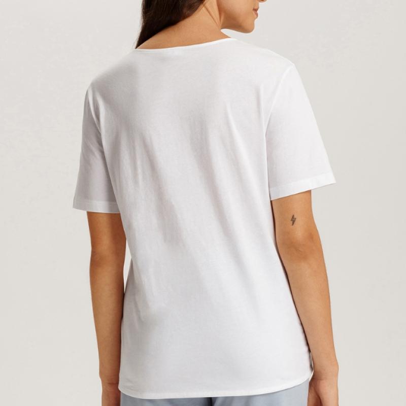 Hanro Cotton R Neck Top natuRal shiRt  78402 White  Sea bReeze 