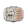 Metal Sardine Print Pill Box Mini Pocket Pill Case Portable Sardine Jewelry Box  Travel