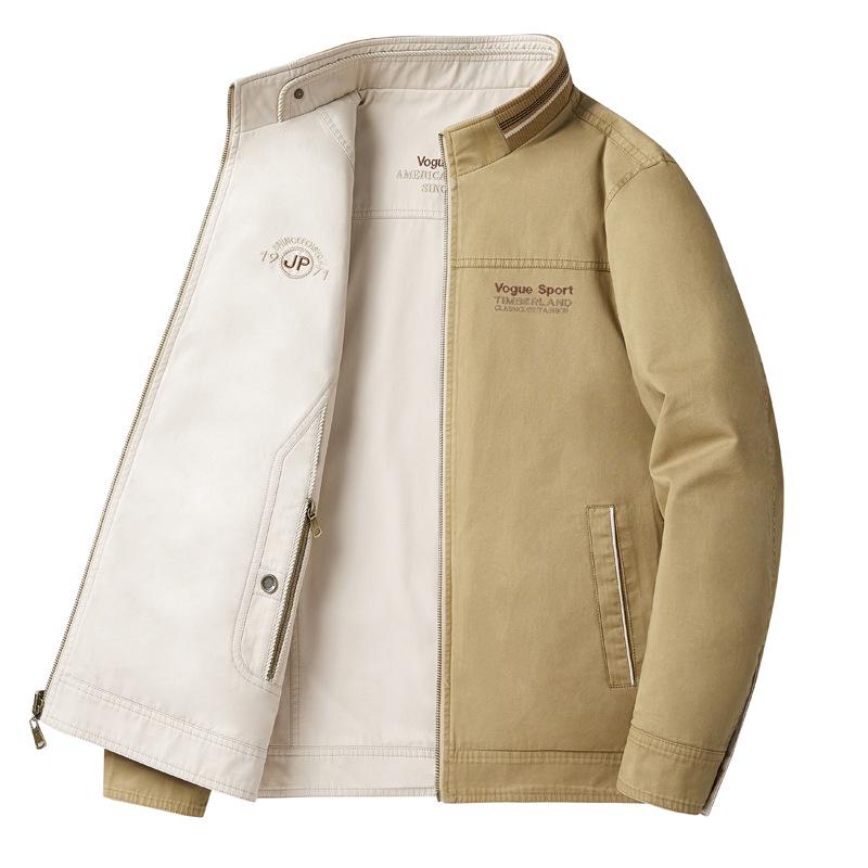 Herren Retro Baumwolljacke doppelseitig - Stehkragen, lässige Oberbekleidung für Frühling & Herbst