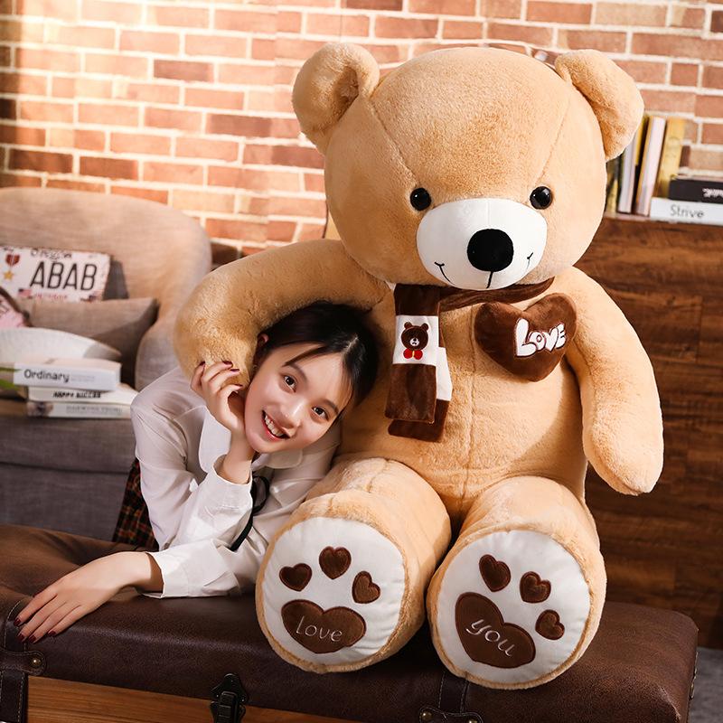 80/100CM 4 Colors Bear With Included Scarf Stuffed Animals Bear Plush Toysets Bear Doll Lovers Birthday Present Infant Present