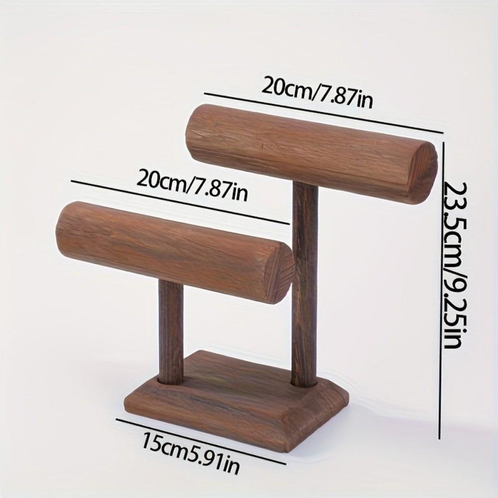 Retro Wooden Display Stand Double-layer Durable Watch Holder Stand Storage Rack for Bracelets and Necklaces