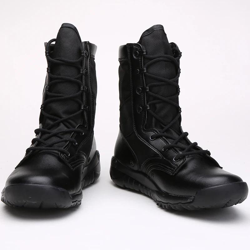 Men Ankle Work Boots Combat Shoes Super Light Tactics Boots Desert Shoes Breathable Boots Black High Top Men's Shoes