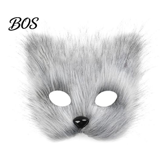 Comfortable Furry Costume Set Plush Fox Cosplay Mask, Fluffy Tail, Costumes Props, Fuzzy Tail Mask for Party Anime Convention And Role Play