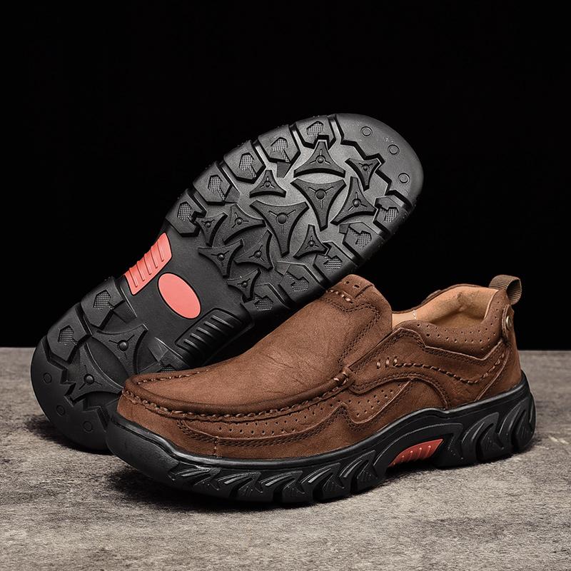 FashionFashion Spring Autumn Men Tooling Male Comfortable Platform Shoes Business Genuine Leather Loafers Slip on Men's Shoes Round Toe