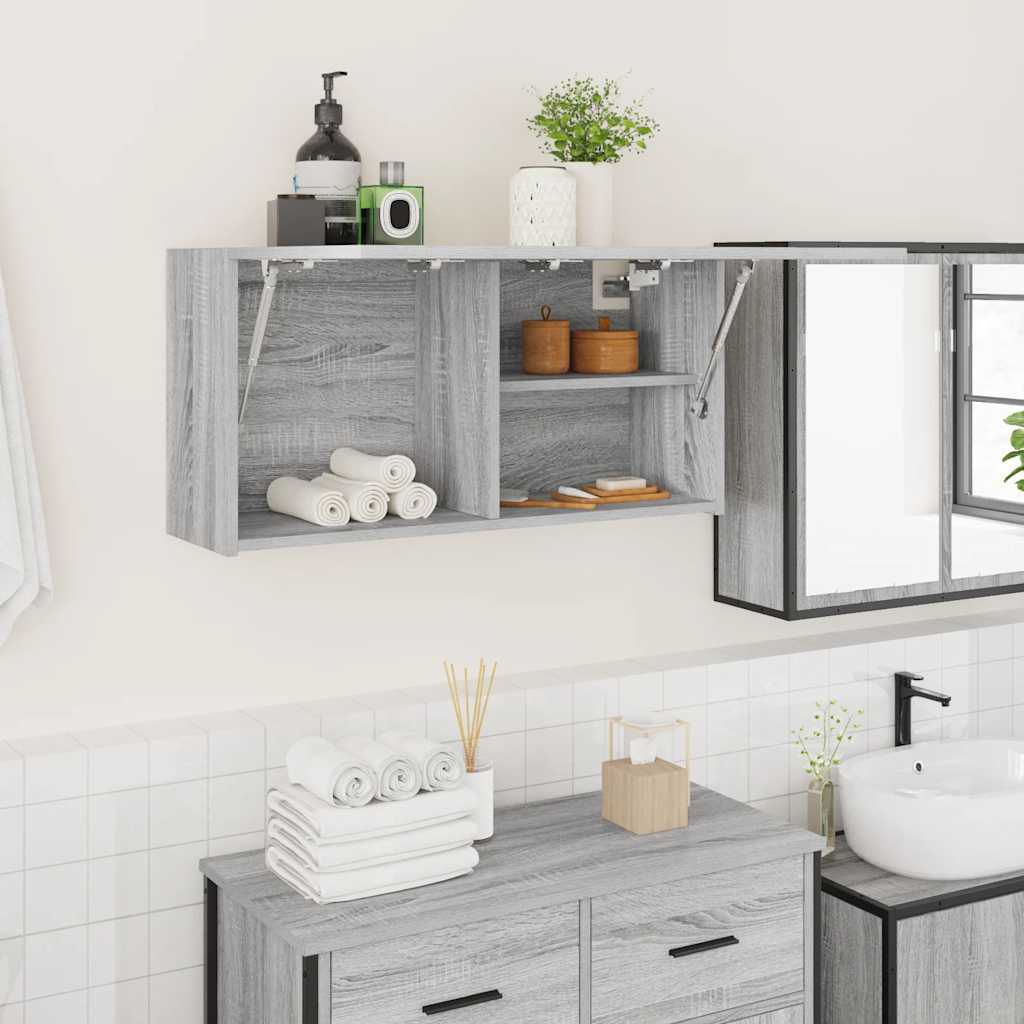 Bathroom Wall Cabinet Grey Sonoma 80 x 25 x 40 cm Particleboard