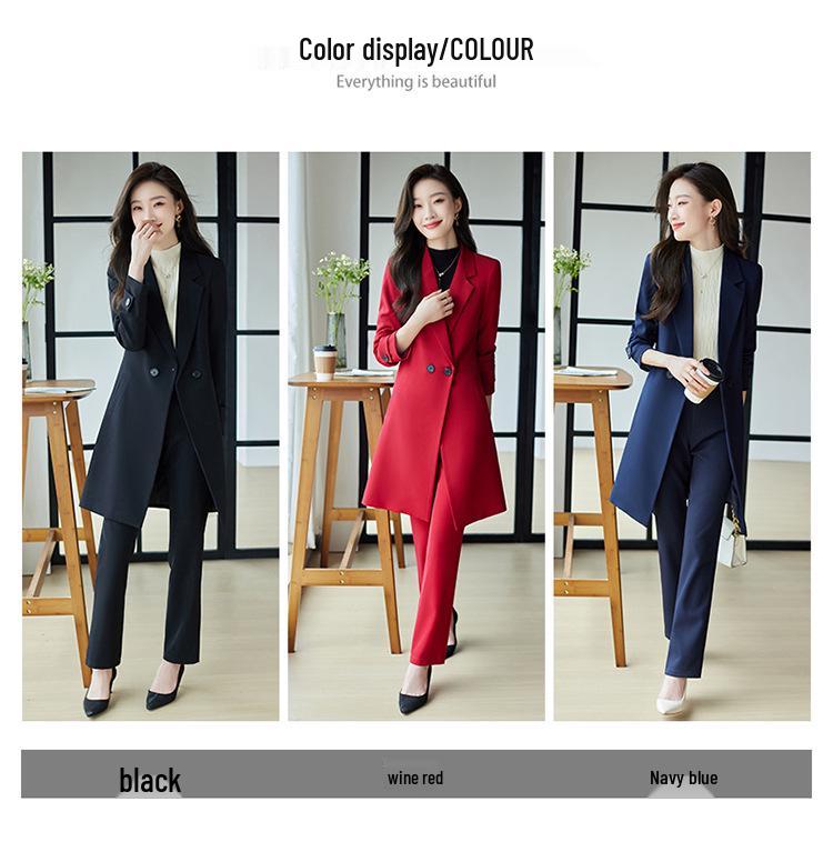Damen Midilanger Roter Trenchcoat Anzug - High-End Businesskleidung für Herbst/Winter 2025