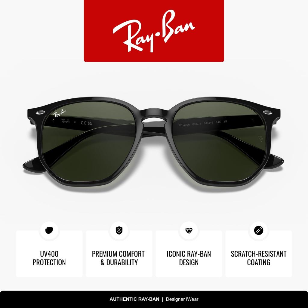 Sunglasses 0RB4306F BLACK Japan 54 Asian Fit Ray-Ban 601/71 (FREE Size)