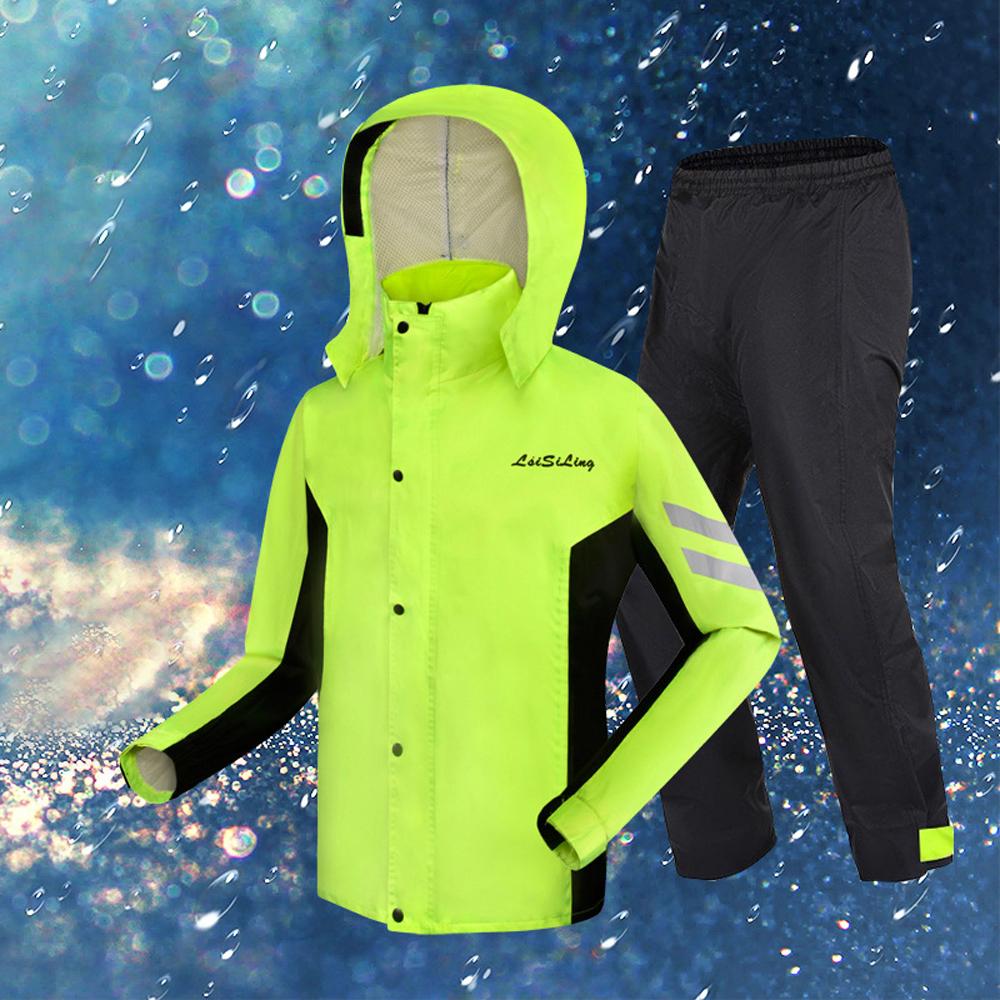 Fahrrad-Regenmantel und Hose Set für Damen Herren Regendicht Leicht Reflektierend Motorrad Windbreaker Jacken Hosen 3XL